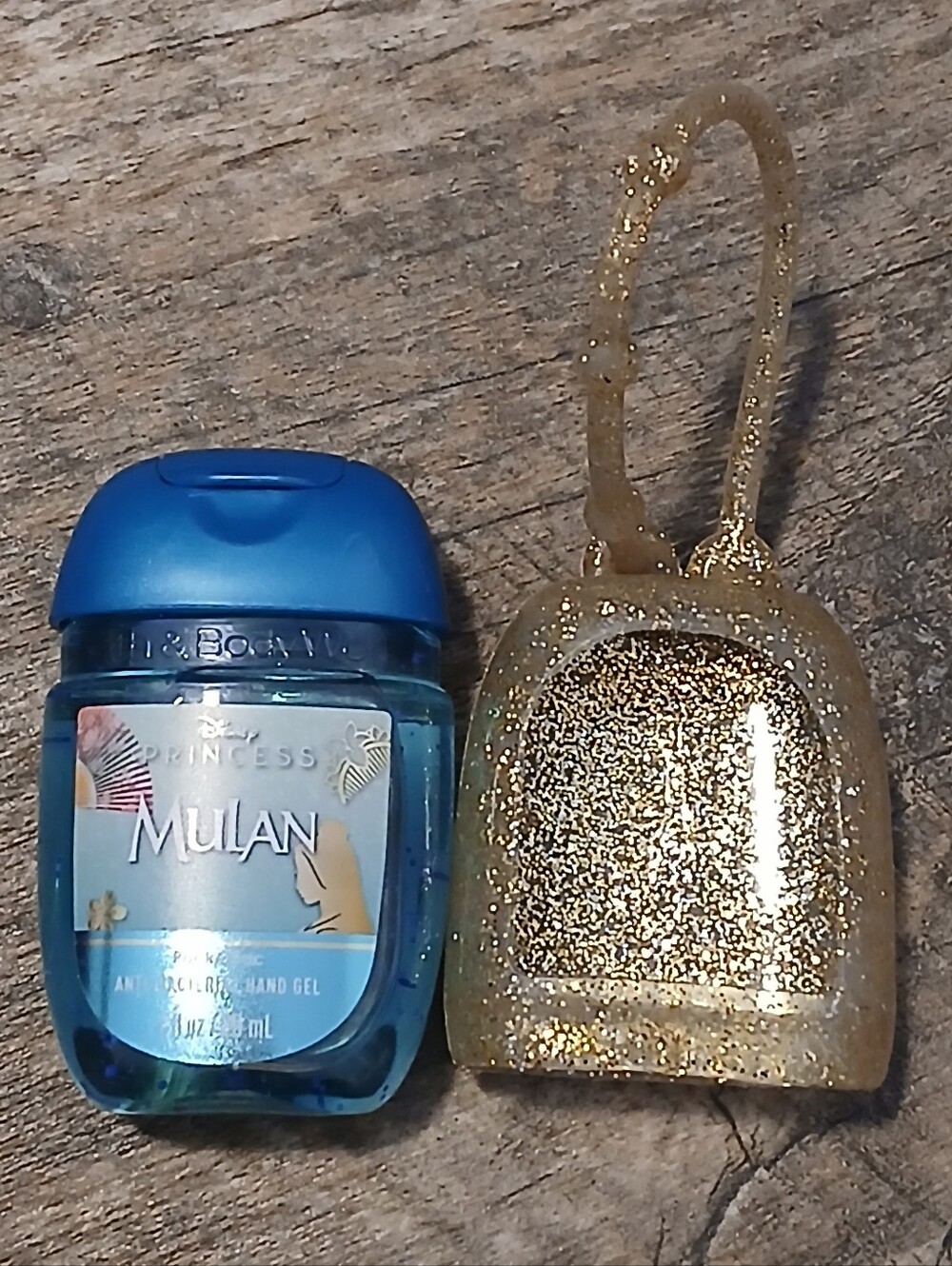 Bath & Body Works Mulan Hand Gel with Gold Glitter Holder - Blue & Gold